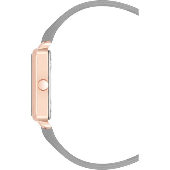 Women\'s Grey/Rose Gold Tone Buckle Closure Faux Leather Strap Crystal Lens Watch main image 4